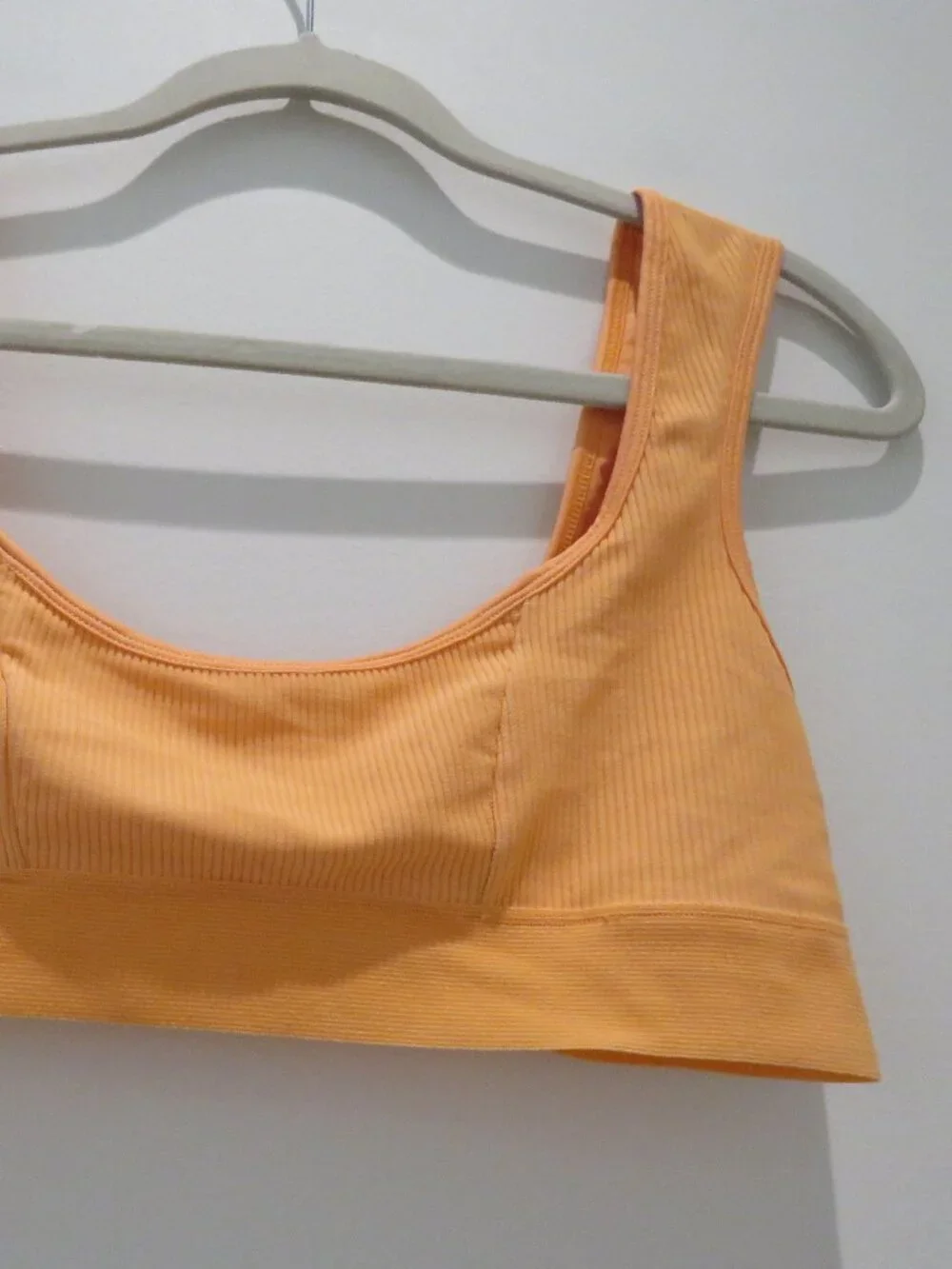 FRANKIES BIKINIS Drew Ribbed Bikini Top Citrus Large Vacation Feminine Stretch